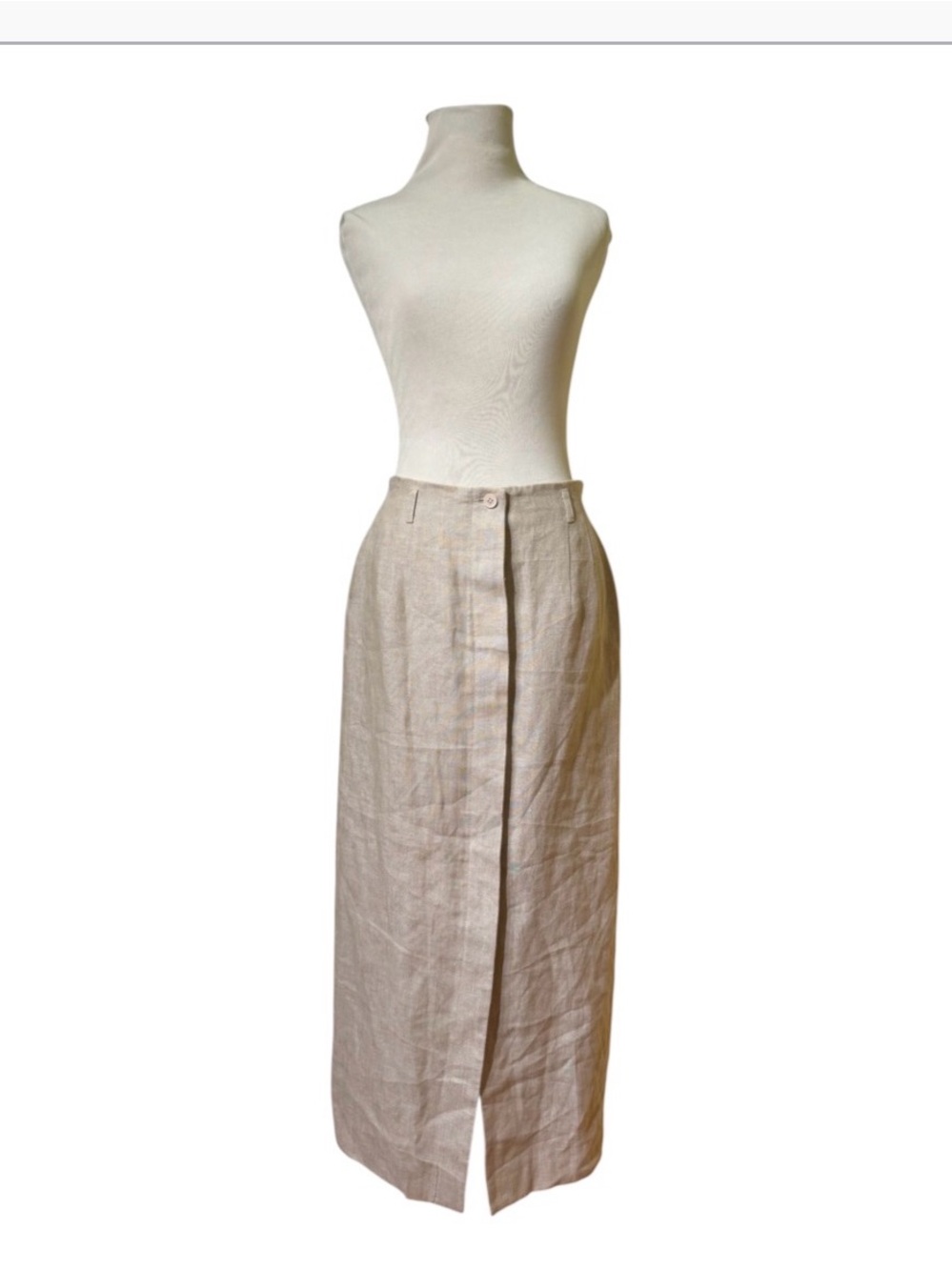 Talbots Irish Linen Maxi Button Down Pencil Skirt 6 oatmeal color 90s classic